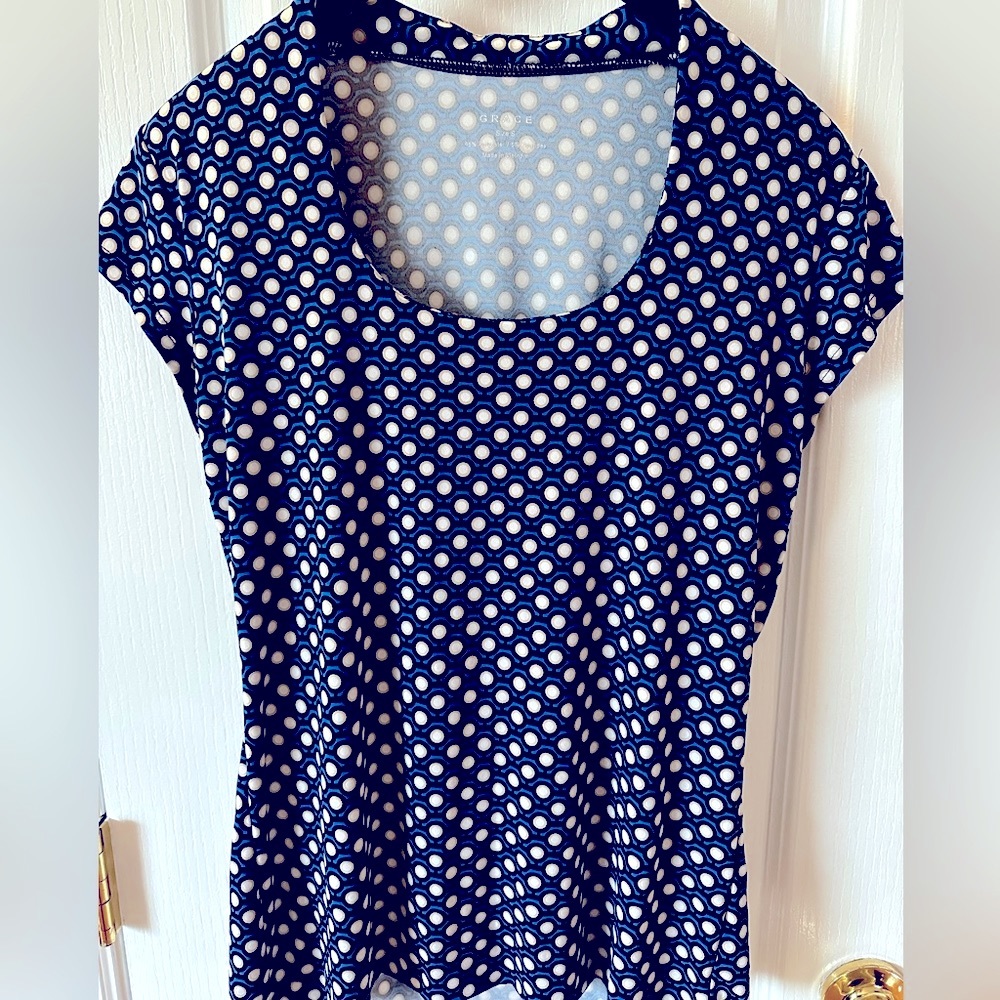 Women’s Grace Royal blue and Ivory blouse